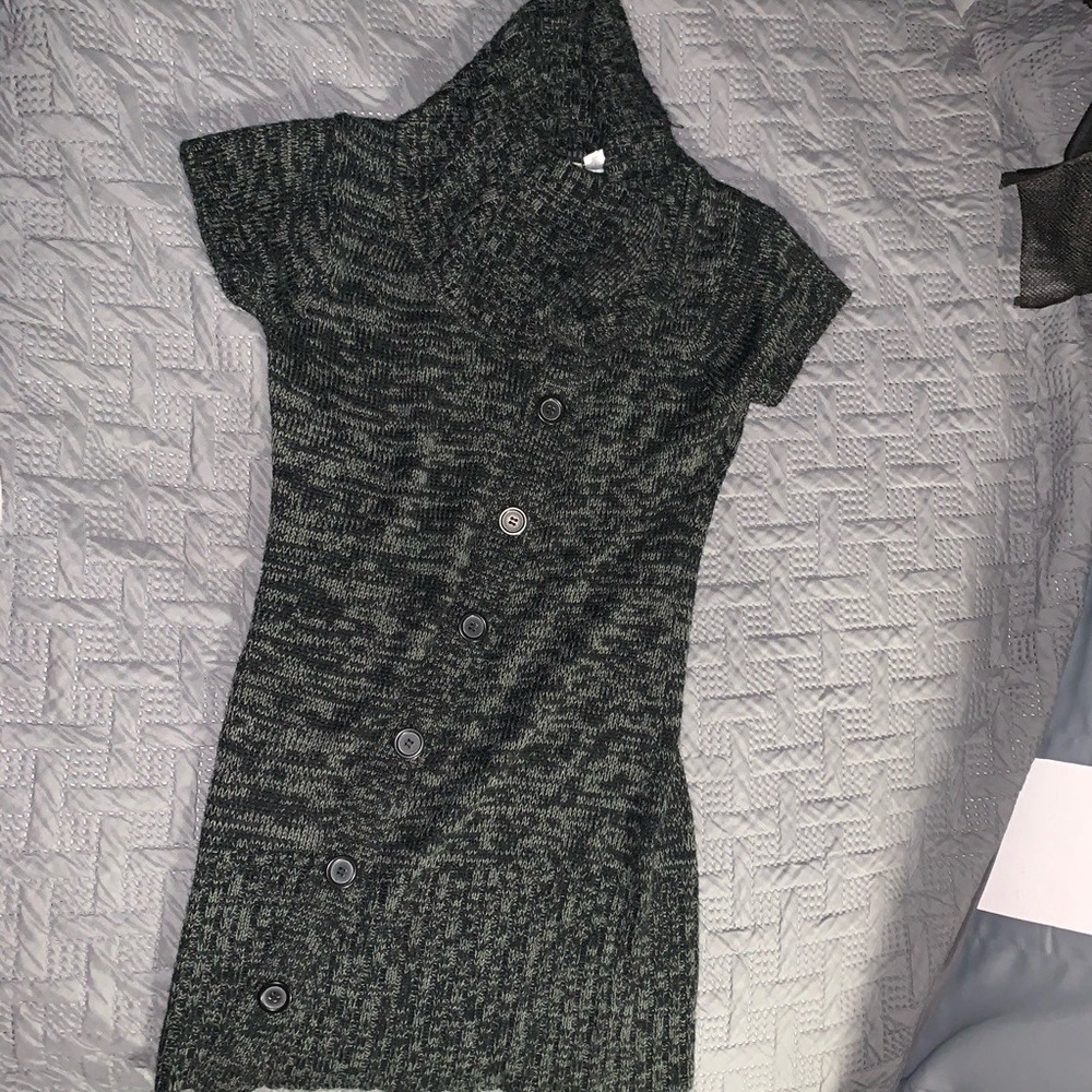 Black and gray sweater dress
